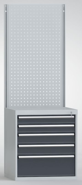 KLW Schubladenschrank H: 800 mm B: 725 mm T: 605 mm, Schrankwandmodul mit C-Ständer und Lochplatte, BGAS0800-05NP-002