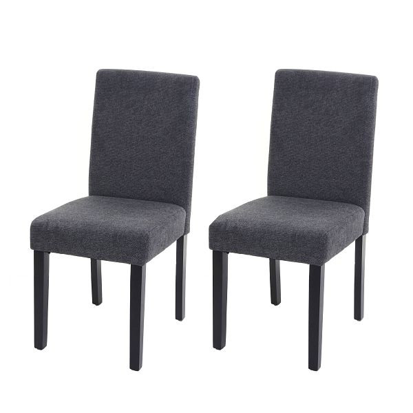 Mendler 2er-Set Esszimmerstuhl Stuhl Küchenstuhl Littau, Textil, anthrazitgrau, dunkle Beine, 74547