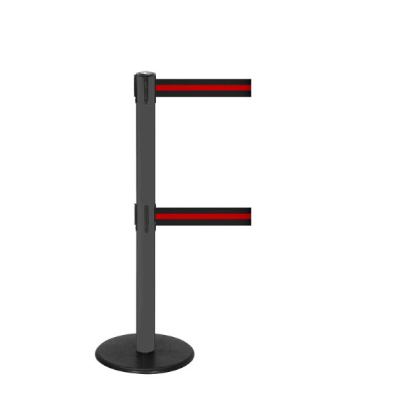 Stein HGS Personenleitsystem -P-Line Duo-, anthrazit, schwarz/rot/schwarz waagerecht (gestreift), mit magnetischem Gurtendstück, Gurtlänge: 2 x 4 m, 36403-0904