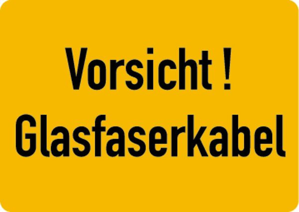 Schilder Klar Maschinenkennzeichnung Vorsicht! Glasfaserkabel, 52x37 mm, Rolle á 500 Stück, Folie selbstklebend, 7525/91