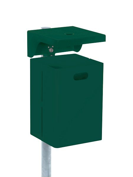 Schake Abfallbehälter -eckig- mit Dach, inklusive Ascher, feuerverzinkt und beschichtet RAL 6005, ohne Standpfosten, 4035B