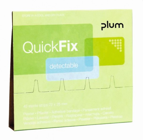 Plum Nachfüllpack QuickFix detektierbar - mit integrierter Metallfläche, beispielsweise für Lebensmittelindustrie 45 Pflaster, 5513