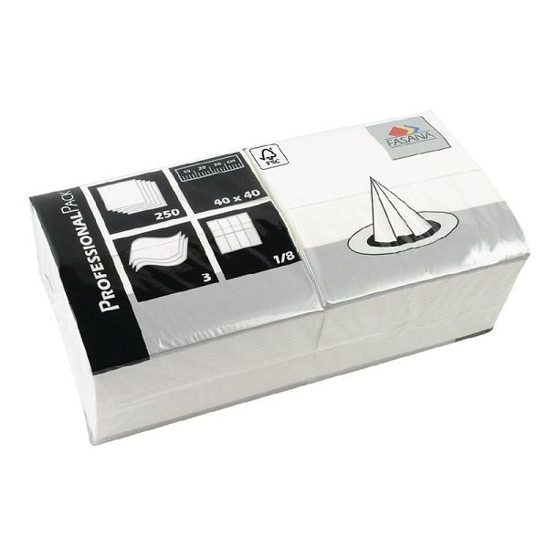Fasana professionelle Papierservietten weiß 40cm 1/8 gefaltet (1000 Stück), GD125