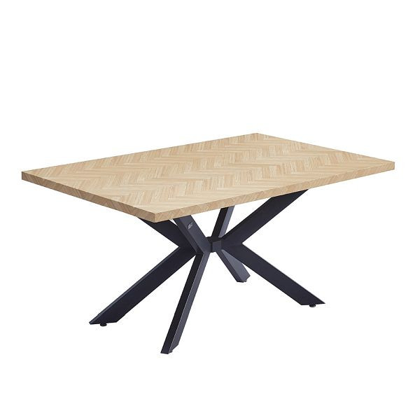 HOME DELUXE Esstisch Eckig AVENCIA inklusive Sternfuß - 160 x 100 cm Fishbone Oak, 58370