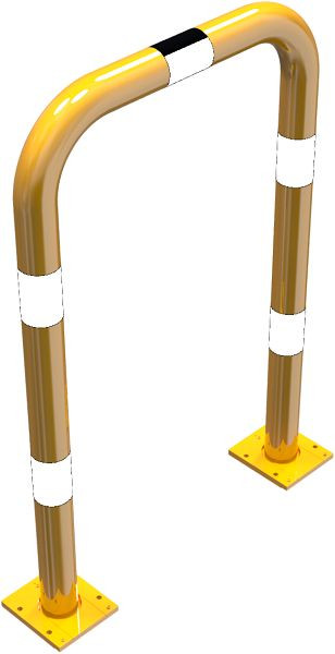 Schake Rammschutzbügel abnehmbar Stahlrohr Ø 76 mm gelb / schwarz, Gesamtbreite: 750 mm, Höhe Überflur: 1150 mm, 477_08APBG