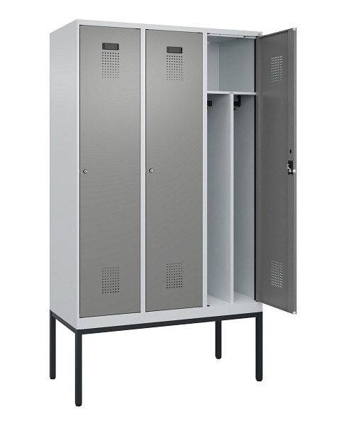 C+P Spind Evolo PLUS, Gestell, 3 Abteile, 2120x1200x500mm, 7035/0004, Verschluss Zylinderschloss, 0490307-32F S10041