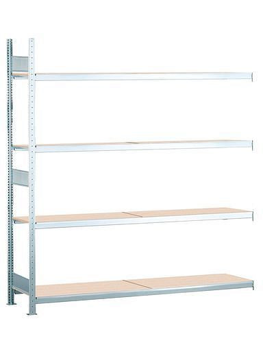 Schulte Weitspannregal mit Spanplatten, Anbaufeld, 4 Lagerebenen, Fachbreite 1500 mm, 1506 x 436 x 2500 mm, 278925