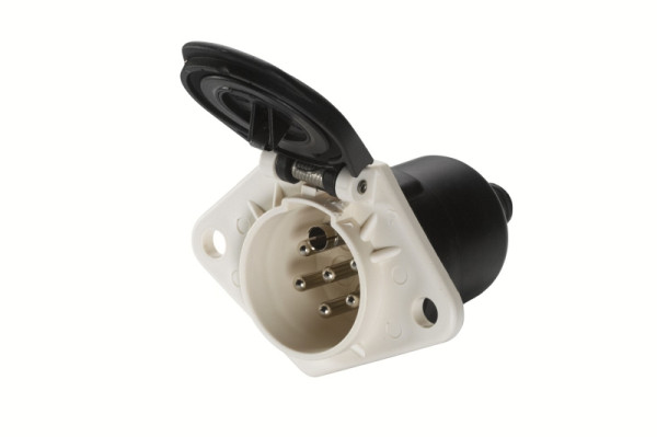 HELLA Steckdose, 24V, 7-polig, Stecker: Flachstecker, Länge: 108mm, Kunststoff, schwarz/weiß, DIN/ISO: 3731 S-Typ, 8JB 008 085-051