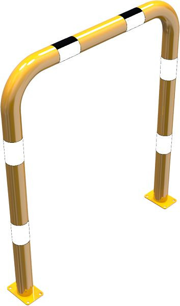 Schake Rammschutzbügel Stahlrohr Ø 76 mm gelb / schwarz, Gesamtbreite: 1000 mm, Höhe Überflur: 1150 mm, für Dübel Befestigung, 477_09PBG