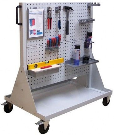 ADB Rollwagen 4 Lochplatten, Gesamtmaße aufgebaut: HxBxT 1270x1065x730 mm, Lichtgrau (RAL 7035), 19750