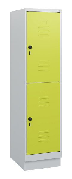 C+P Doppelstöckiger Spind Classic PLUS, Sockel, 1630x400x500mm, 7035/0024, Drehriegel, 0803205-12 S10010