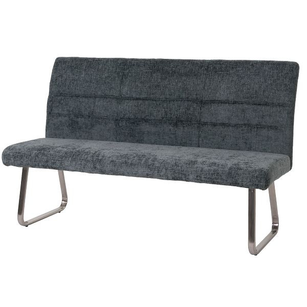 Mendler Sitzbank HWC-G55, Esszimmerbank Bank, Edelstahl gebürstet Stoff/Textil Chenille Öko-Tex, 180cm, blau-grün, 108226+108227