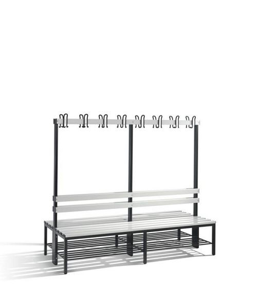 C+P Garderobenbank 2-seitig, H1650xB1960xT750 mm, Schwarzgrau/lichtgrau, 8052-210 S10094