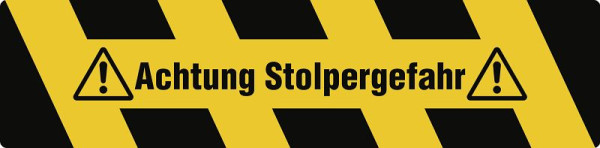 Moedel Trittschutz "Achtung Stolpergefahr", Aluminium, selbstklebend, Antirutsch, 150x610 mm, 55820