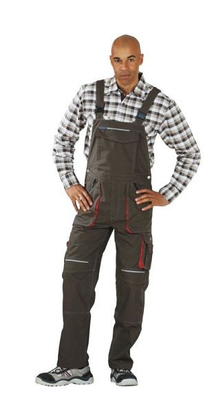 Planam Basalt Latzhose, oliv/rot, Größe 64, 2833064