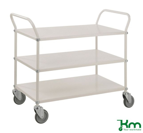 Kongamek Leichter Etagenwagen, 4 Lenkrollen, 2 davon mit Bremsen, Weiß, KM4148B