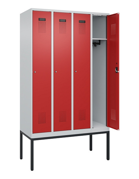 C+P Spind Evolo PLUS, Gestell, 4 Abteile, 2120x1200x500mm, 7035/3000, Verschluss Zylinderschloss, Ablageböden 4, 0490307-40 S10030