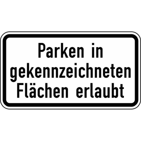 Stein HGS Parken in gekennzeichneten Flächen erlaubt Nr. 1053-30, 420 x 231 mm, Flachform 3 mm, RA2, 1053-30-123