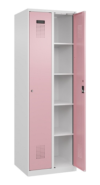 C+P Wäsche-Spind Evolo PLUS, 2 Abteile, 1850x600x500mm, 9016/3015, Verschluss Zylinderschloss, Ablageböden 8, 049000-20B S10045