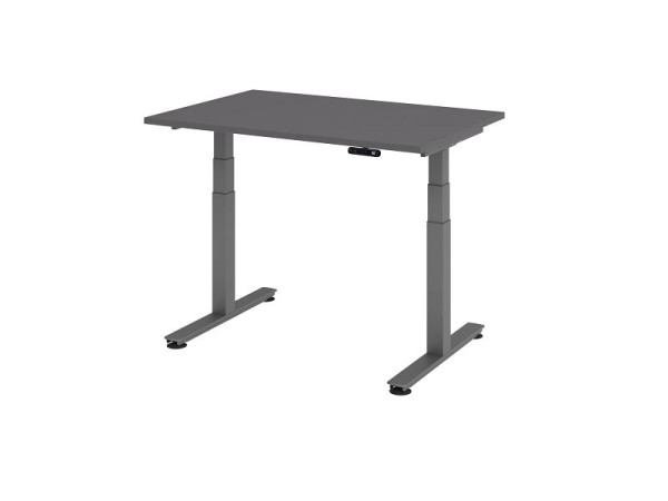 Hammerbacher Sitz-Steh-Schreibtisch elektrisch 120x80cm Graphit, Arbeitshöhe 63,5-128,5 cm, VXDSM12/G/G