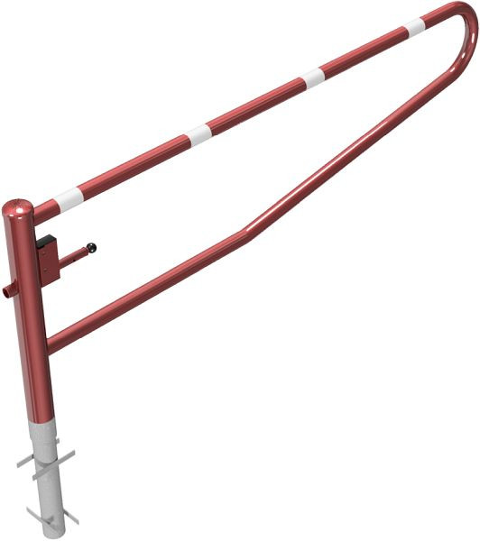 Schake Drehbare Gatterschranke, zum Einbetonieren, feuerverzinkt und rot beschichtet, Gesamtbreite: 2500 mm, mit Profilzylinderschloss, 413_251ZB