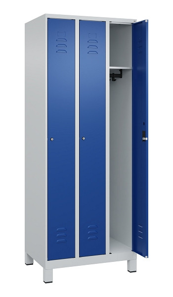 C+P Spind Classic PLUS, Füße, 3 Abteile, 1950x750x500mm, 7035/5010, 080010-39 S10018