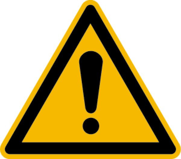 Schilder Klar Warnzeichen Warnung vor einer Gefahrenstelle DIN EN ISO 7010-W001, 100 mm Folie selbstklebend, 3056/61