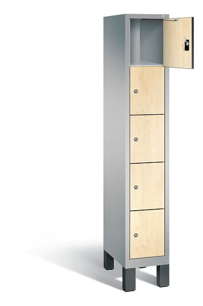 C+P Schließfachschrank Evolo, H1850xB320xT500mm, Farbe: Weißaluminium / Dekor Donau-Ahorn, 48010-105 S10151