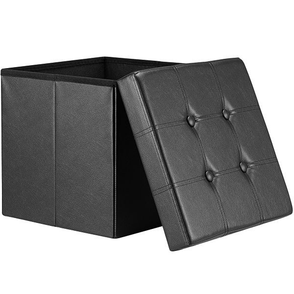 casaria Sitzhocker Schwarz Kunstleder 38x38x38cm faltbar, 106838