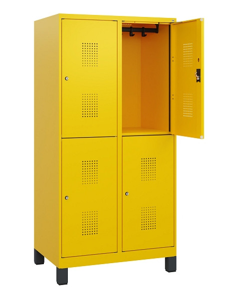 C+P Doppelstöckiger Spind Evolo PLUS, Füße, 4 Fächer, 1630x800x500mm, 1023/1023, Zylinderschloss, 0493105-22 S10063