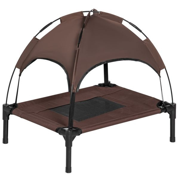 PawHut Haustierbett mit Baldachin Erhöhtes Hundebett Hundeliege outdoor Kaffee, D04-057CF