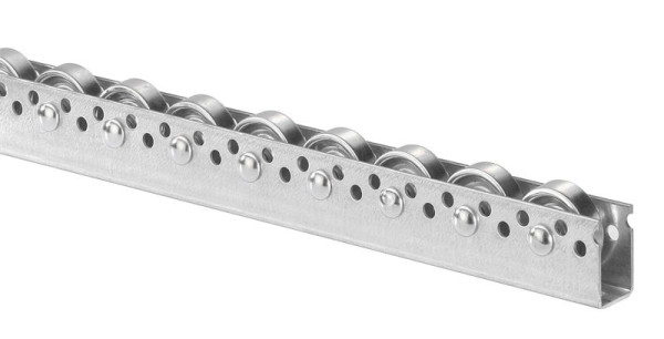 BS Rollen Rollenschiene mit Stahlröllchen Durchmesser 48 mm, Teilung 75 mm, 423.001