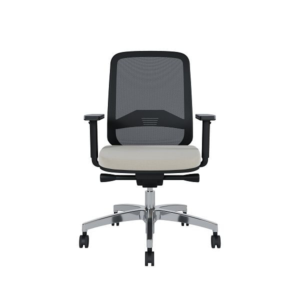 Bisley Bürodrehstuhl Bali, Rückenlehne aus Netzbezug, Mit Armlehnen Aluminiumfußkreuz, TN9811 chalk, BALIALRT0015TN9811