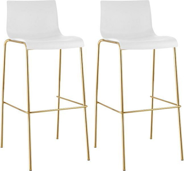 CLP Barhocker Hoover Kunststoff 4-Fuß Gold, weiß, VE: 2 Stück, 327598