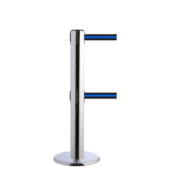 Stein HGS Personenleitsystem -P-Line Brace Duo-, Chrom, schwarz/blau/schwarz waagerecht (gestreift) / 2 x 9 m / 50 mm, mit Sicherheitsverschluss (selbstlösend), 37696-07-2