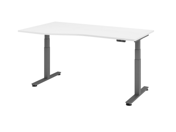 Hammerbacher Sitz-Steh-Schreibtisch elektrisch 180x100/80cm Weiß, VXDSM18/W/G
