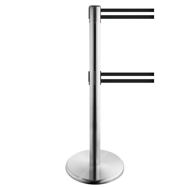 Stein HGS Personenleitsystem -P-Line Duo-, Edelstahl, schwarz/weiß/schwarz waagerecht (gestreift), mit magnetischem Gurtendstück, Gurtlänge: 2 x 2,3 m, 36402-0704