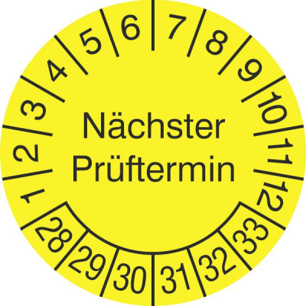 Stein HGS Prüfplaketten ohne Jahresfarbe (6 Jahre), Folie, Ø 30 mm, 2028-2033, 31.c7029-28