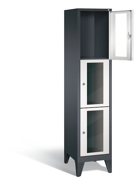 C+P Schließfachschrank Classic, H1850xB420xT500mm, Farbe: Schwarzgrau / Lichtgrau, 8010A123 S10016
