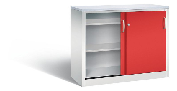 C+P Sideboard mit Schiebetüren Acurado, H1000xB1200xT500mm, Farbe: Lichtgrau / feuerrot, Bügelgriff, 2056-00 S10104