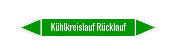 Schilder Klar Rohrleitungskennzeichen Kühlkreislauf Rücklauf, 187x26 mm Folie selbstklebend, 101445/61