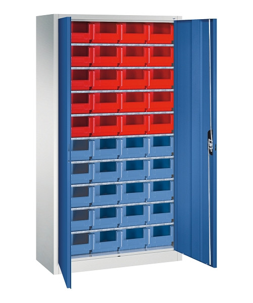 C+P Magazinschrank Serie 13, H1980xB1000xT420mm, 7035/5010, Einlegeböden 9, 133144-24 S10119