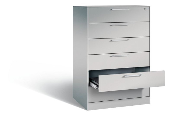 C+P Schubladenschrank Asisto, H1310xB800xT600mm, Farbe: Weißaluminium, Bügelgriff, 146223-624 S10045