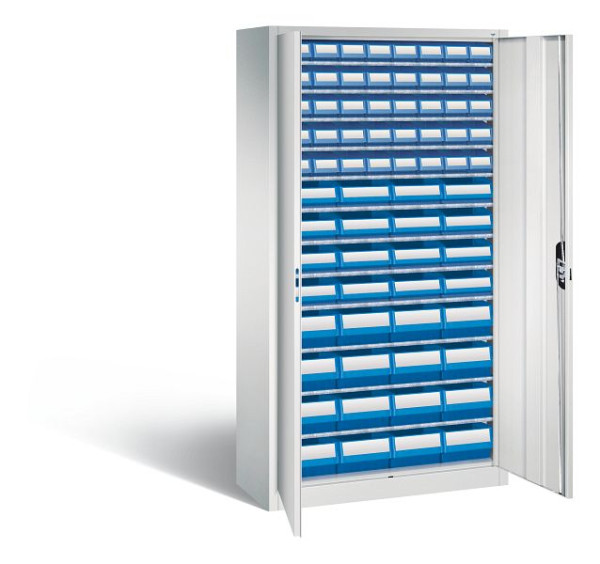 C+P Magazinschrank Serie 13, H1980xB1000xT420mm, Farbe: Lichtgrau, Muldengriff, 133144-28 S10050