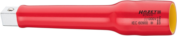 Hazet Verlängerung, schutzisoliert, Vierkant hohl 12,5 mm, Vierkant massiv 12,5 mm, Mit Kugelsicherung, Abmessungen / Länge: 140 mm, 917KV-5