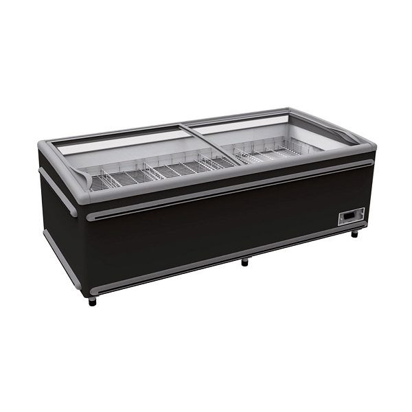 Vaiotec TOPLINE Kühl- und Tiefkühltruhe 850 mit Glasschiebedeckel, Schwarz, LED, Breite: 2506 mm, 11699