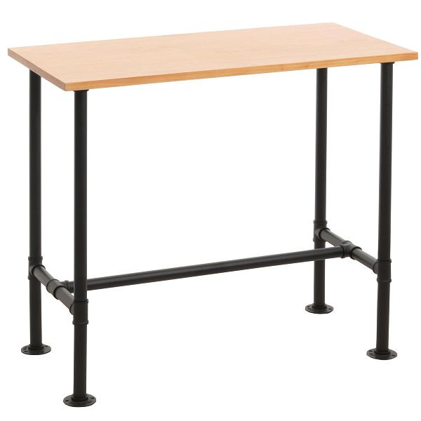 Mendler Bartisch HWC-N21, Thekentisch Bistrotisch, Fußablage Industrial Metall Massiv-Holz Kiefer 108x120x61cm, natur, 106027