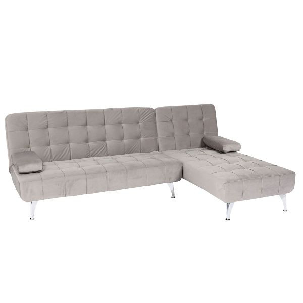 Mendler Schlafsofa HWC-K22, Couch Ecksofa Sofa, Liegefläche links/rechts Schlaffunktion, Samt grau, 89567+89734