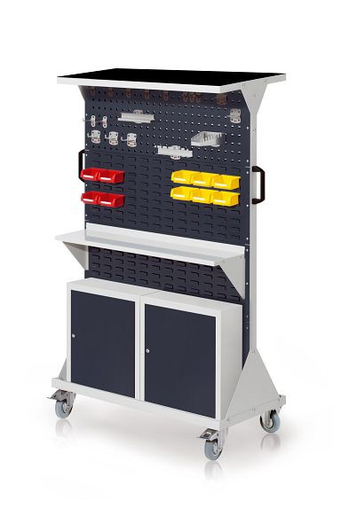 Kappes RasterMobil Größe 4 RAL 7035/7016, H1620 x B1000 x T500 mm, Auflageboden mit Riffelgummimatte, 2 Lochplatten/6 Schlitzplatten, 7022.05.4124