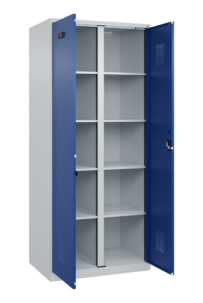 C+P Wäsche-Spind Evolo PLUS, 2 Abteile, 1850x800x500mm, 7035/5010, Verschluss Zylinderschloss, 049002-22B S10033